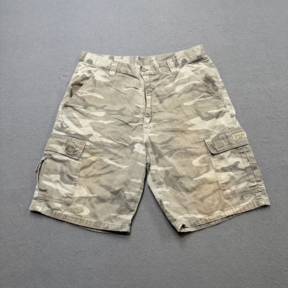 Wrangler Cargo Shorts Men's 34 Camo Faded Relaxed Fit Utility Hunting Outdoor